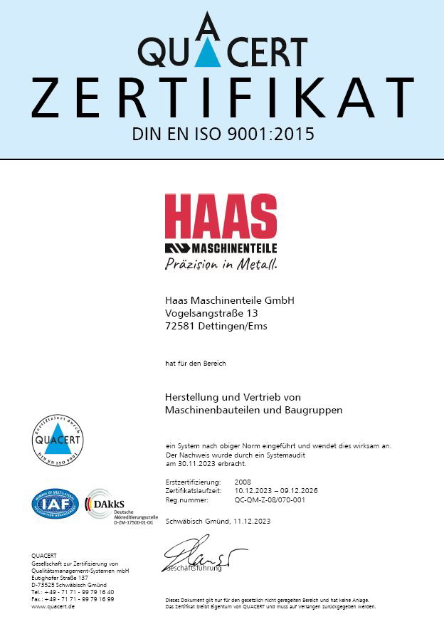 iso9001 2015 zertifikat